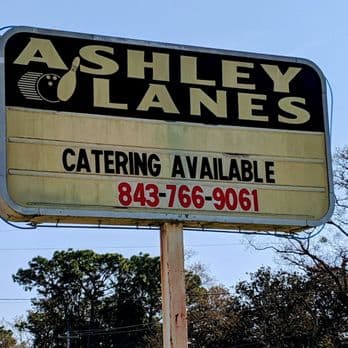 Interior view of Ashley Lanes Tavern bowling alley