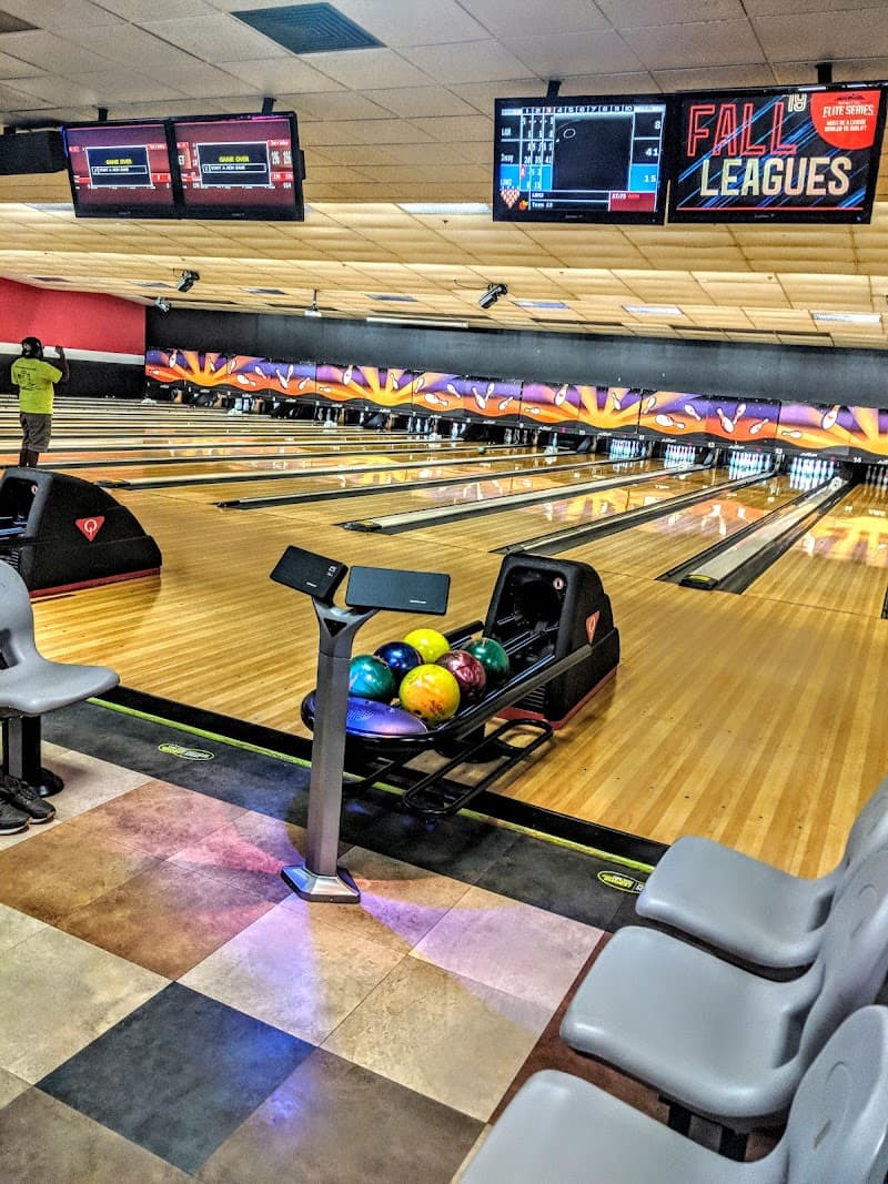 Interior view of AMF American Lanes bowling alley