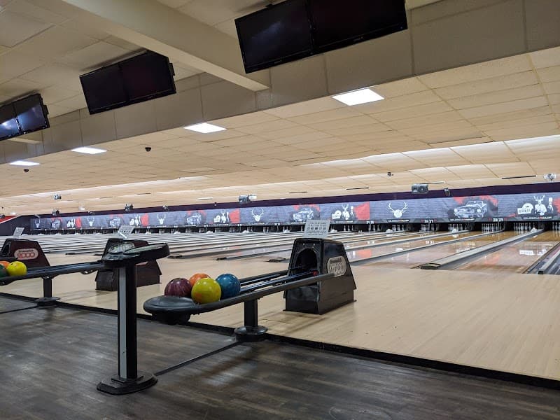 Interior view of AMF Dewey Garden Lanes bowling alley