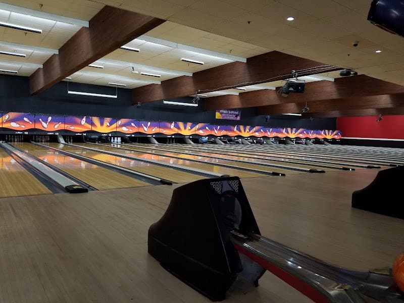 Interior view of AMF Firebird Lanes bowling alley
