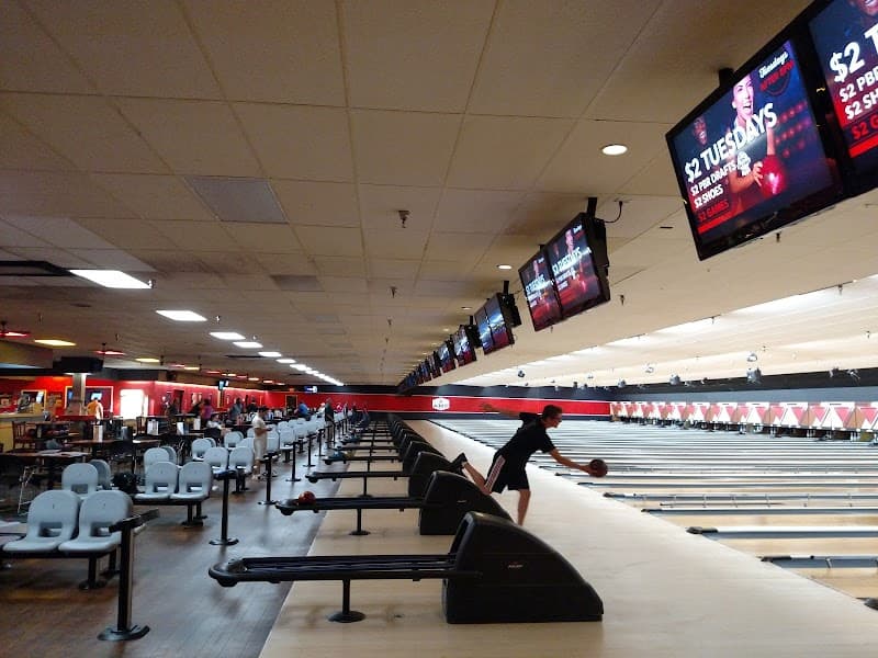 Interior view of AMF Lancaster Lanes bowling alley