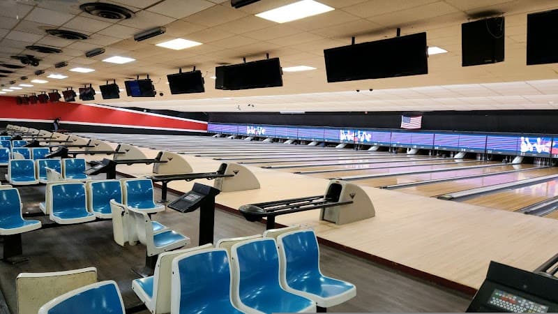 Interior view of AMF Pin Palace Lanes bowling alley
