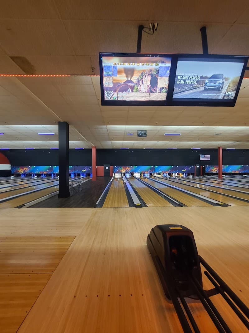Interior view of AMF Saxon Lanes bowling alley