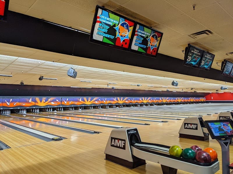 Interior view of AMF Sheridan Lanes bowling alley