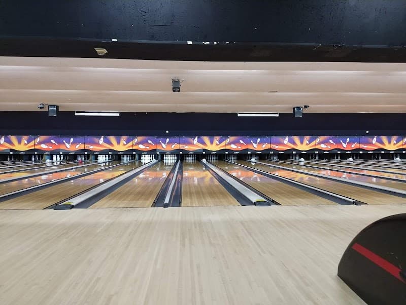 Interior view of AMF Sky Lanes bowling alley