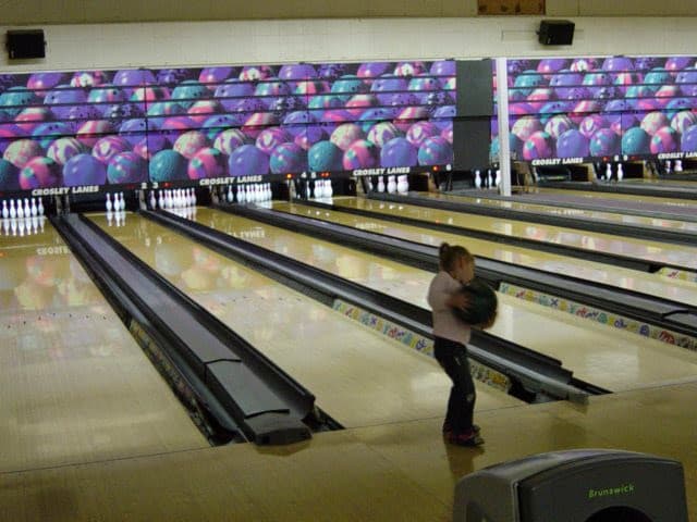 Interior view of Allen's Crosley Lanes bowling alley