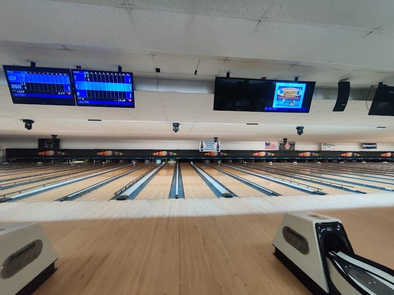 Interior view of Alley Gatorz Bowling Center bowling alley