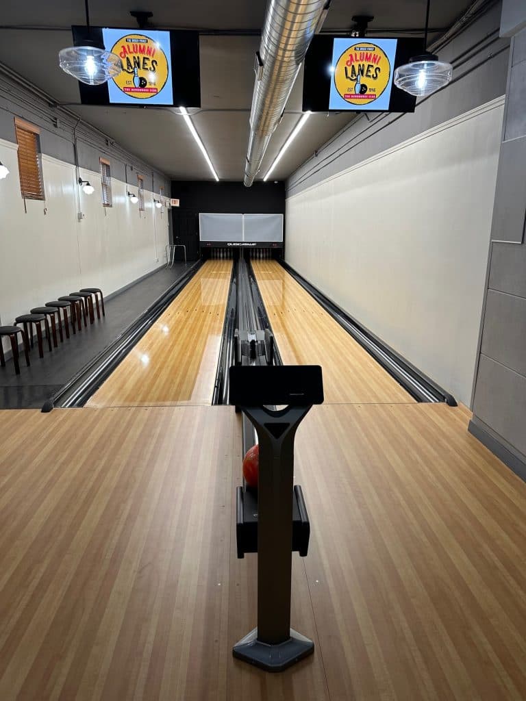 Interior view of Alumni Lanes bowling alley