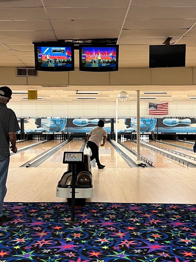 Interior view of Alvin Bowling Company bowling alley