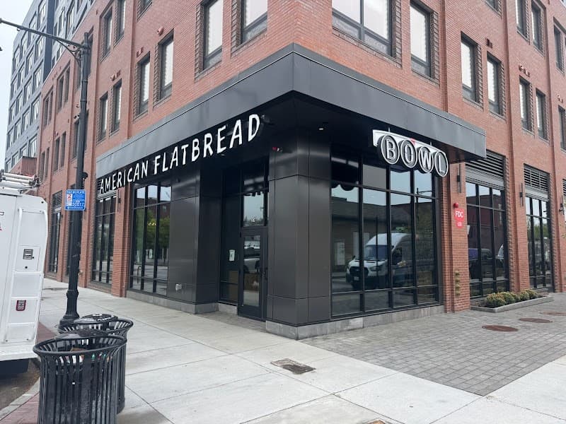 Interior view of American Flatbread Worcester bowling alley