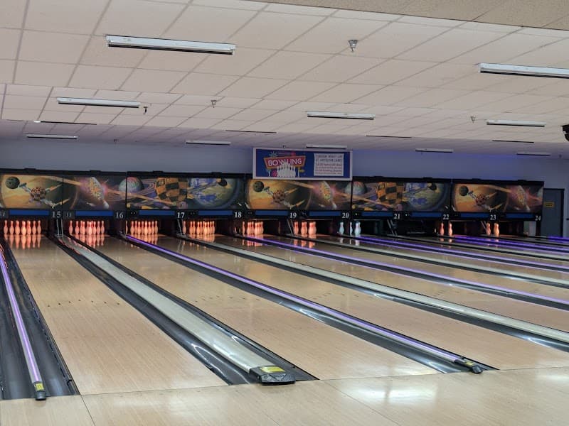 Interior view of Antelope Lanes bowling alley