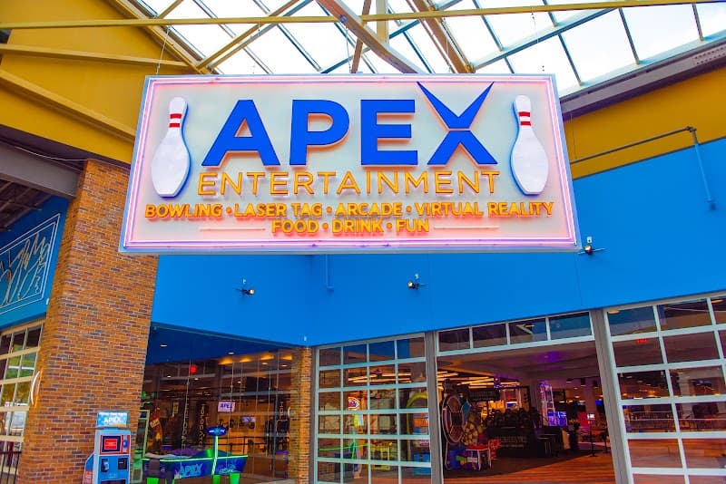 Interior view of Apex Entertainment Syracuse bowling alley