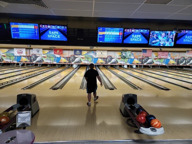 Interior view of Arena Lanes bowling alley