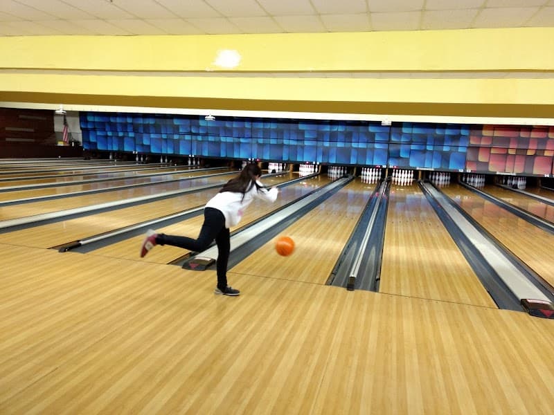 Interior view of Arlington Lanes bowling alley