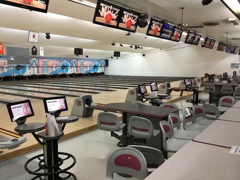 Interior view of Arrowhead Lanes bowling alley