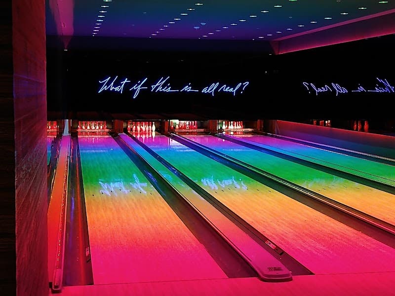 Interior view of Basement Bowl & Skate bowling alley