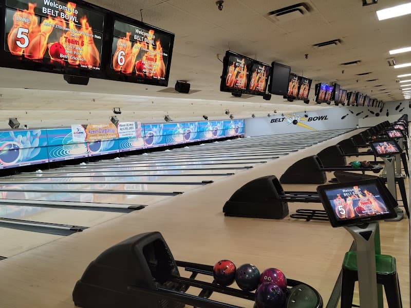 Interior view of Belt Entertainment bowling alley
