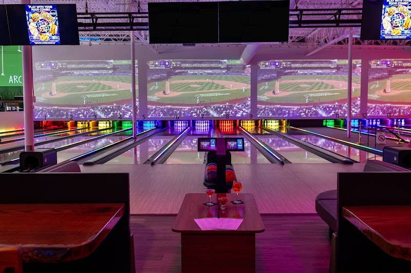Interior view of Big Play Atlanta bowling alley