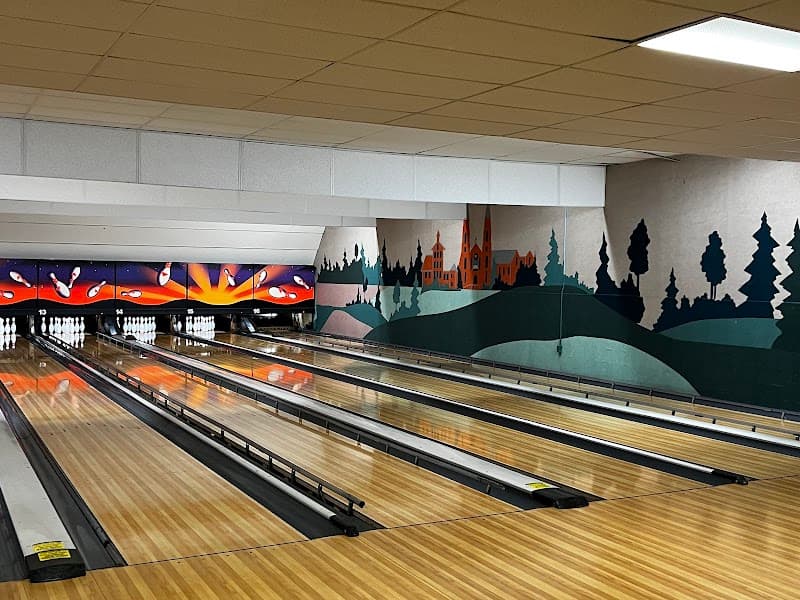 Interior view of Bluemound Bowl bowling alley