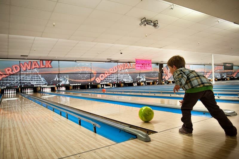 Interior view of Boardwalk Bowl bowling alley