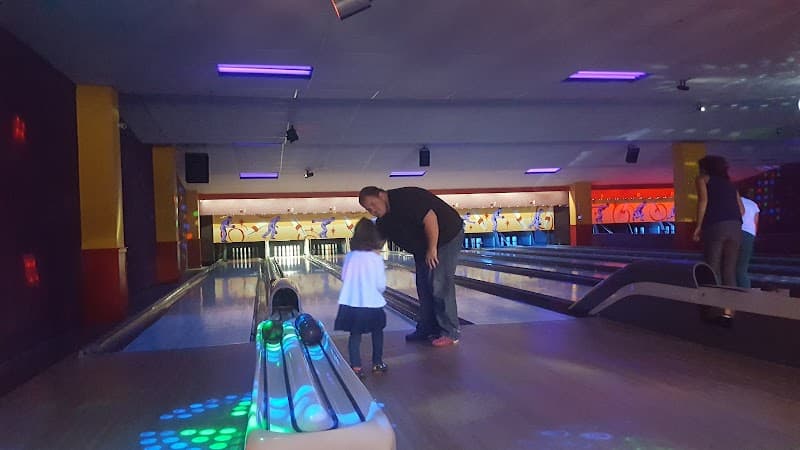 Interior view of Bogey Lanes bowling alley