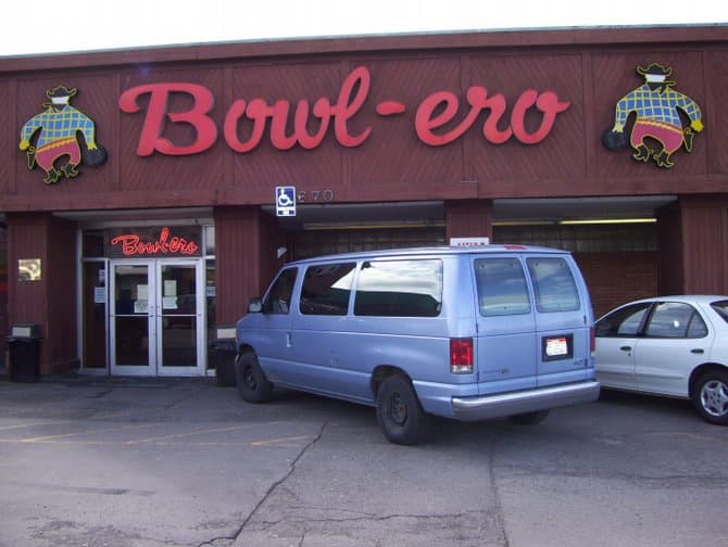 Interior view of Bowl-Ero Lanes bowling alley
