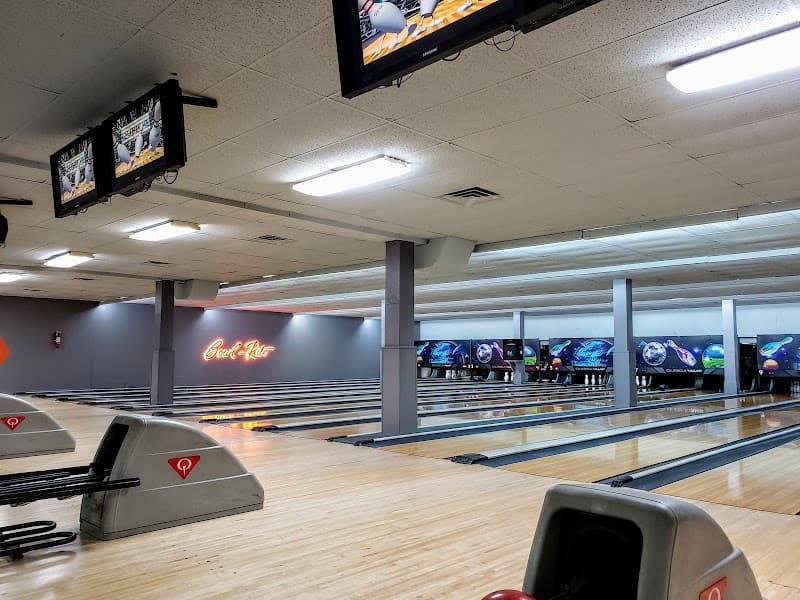 Interior view of Bowl-Rite Lanes bowling alley