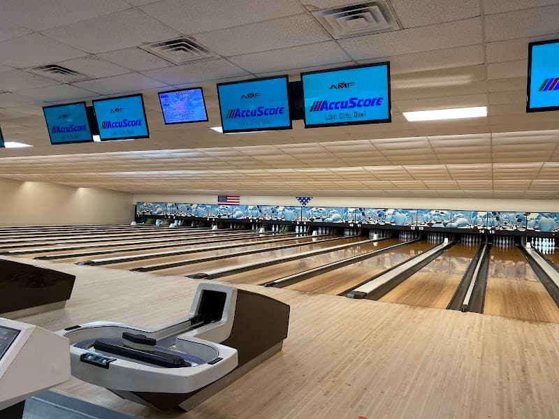Interior view of Bowl 360 Lake City bowling alley