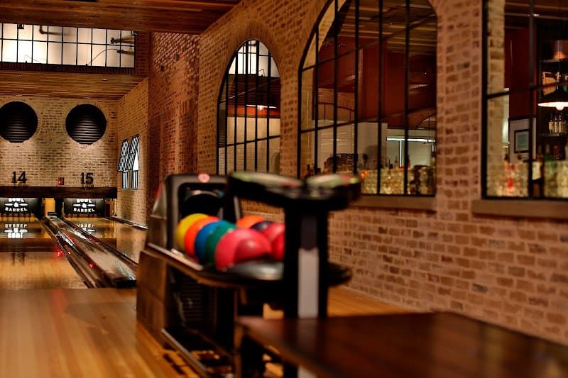 Interior view of Bowl & Barrel bowling alley
