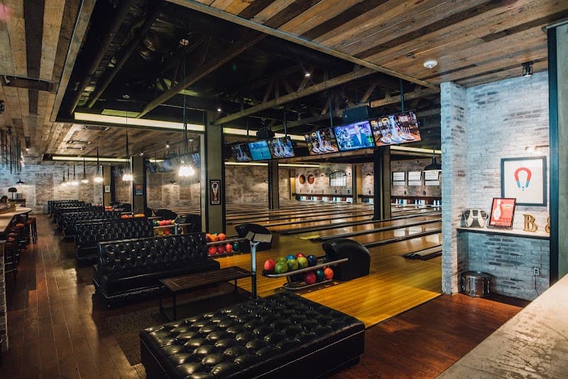 Interior view of Bowl & Barrel bowling alley