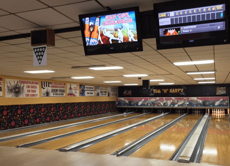 Interior view of Bowl & Brew bowling alley