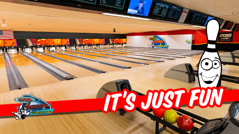 Interior view of Bowl Haven Lanes bowling alley