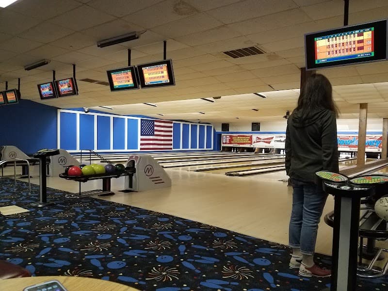 Interior view of Bowlaway Lanes bowling alley