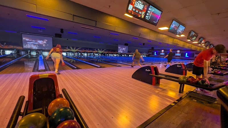 Interior view of Bowlero Cary bowling alley