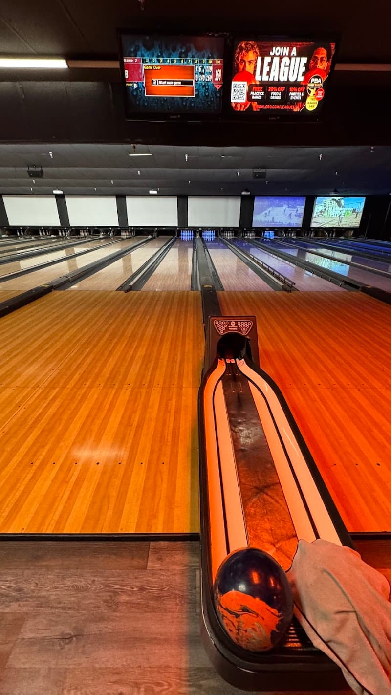 Interior view of Bowlero Chico bowling alley