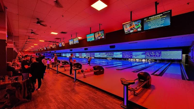 Interior view of Bowlero Chicopee bowling alley