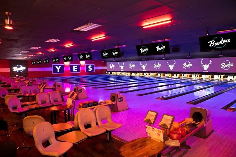 Interior view of Bowlero Fair Lawn bowling alley