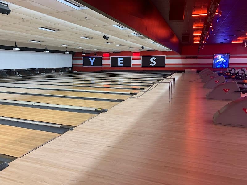 Interior view of Bowlero Garland bowling alley