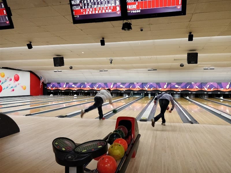 Interior view of Bowlero Lyons bowling alley
