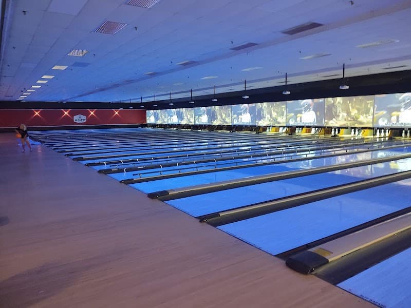 Interior view of Bowlero Sawmill bowling alley