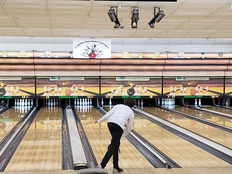 Interior view of Bowlero Tamarac bowling alley
