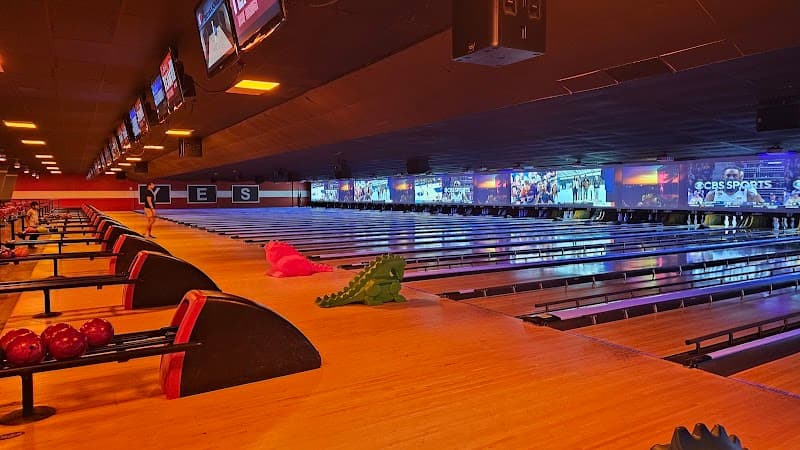 Interior view of Bowlero Tampa Bay bowling alley