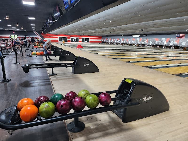 Interior view of Bowlero Williamsburg bowling alley