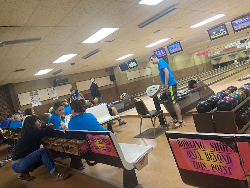 Interior view of Bowling Green Lanes bowling alley