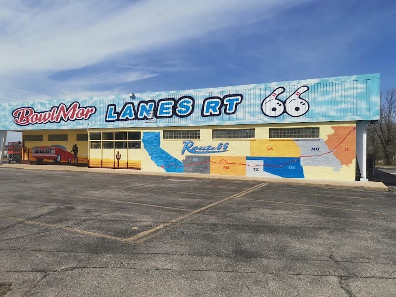 Interior view of Bowlmor Lanes RT 66 bowling alley