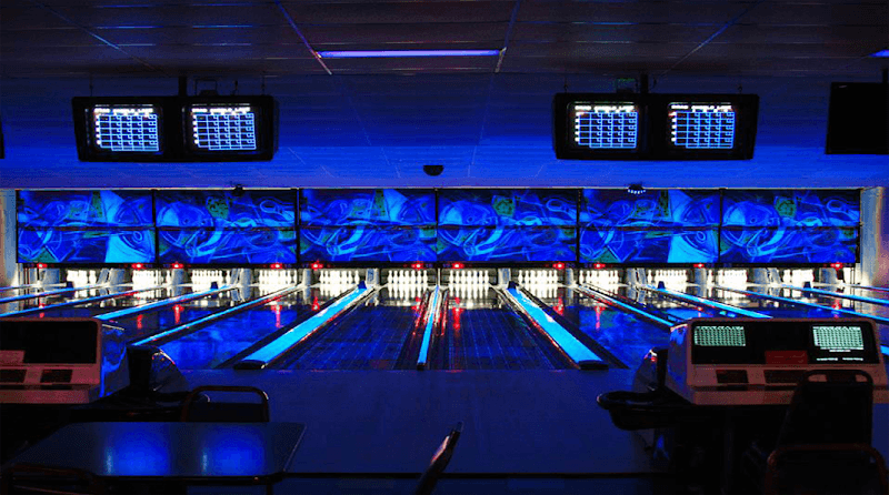 Interior view of Brad Angelo Lanes bowling alley