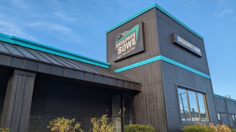 Interior view of Broadway Bowl bowling alley