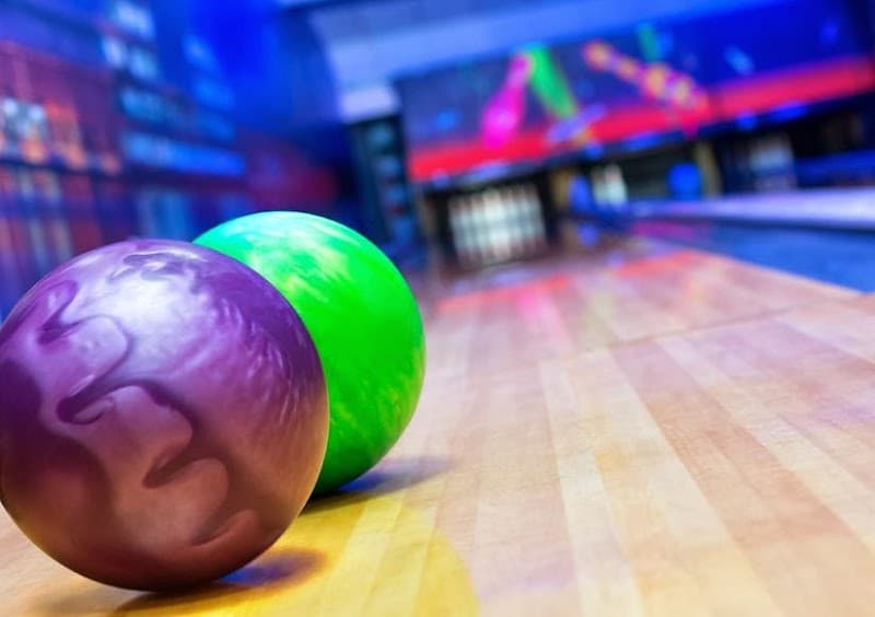 Interior view of Bronco Bowl bowling alley