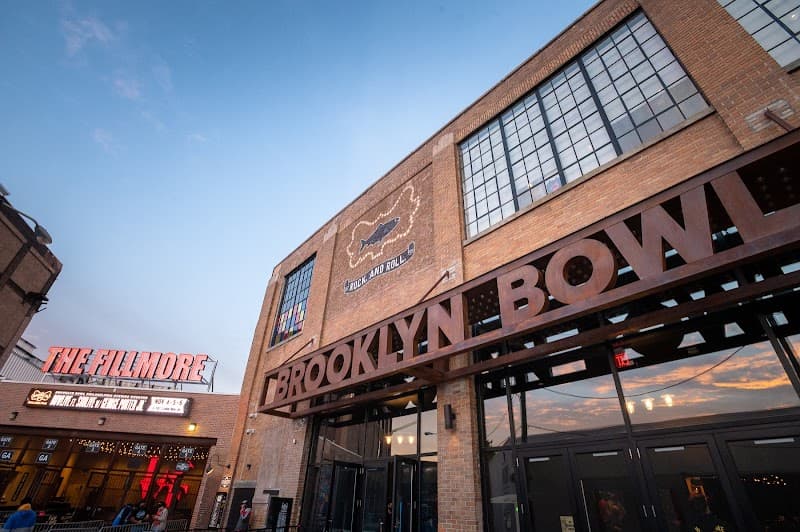 Interior view of Brooklyn Bowl Philadelphia bowling alley