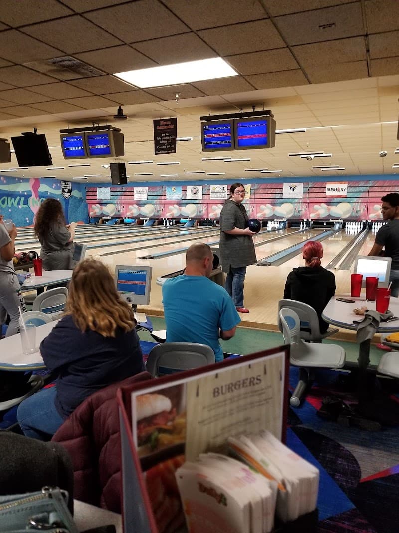 Interior view of B's Bowling Center bowling alley